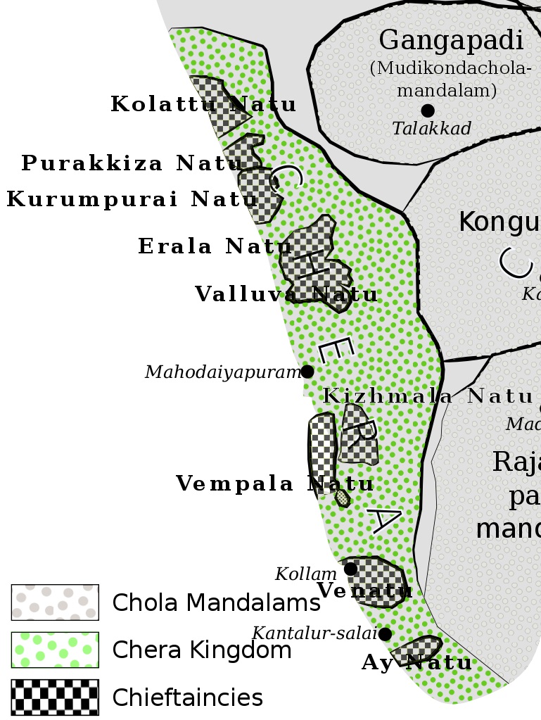 Chera kingdom, chieftaincies, and Chola mandalams c. 11th century