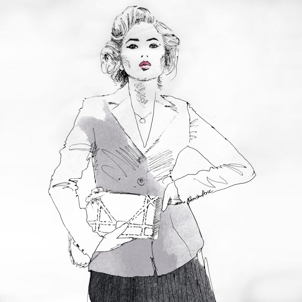 Big hair loud mouth Nilu fashion illustration by Purushu Arie