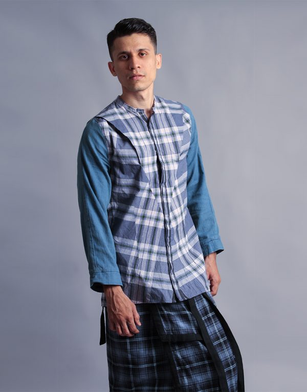 Lungi Shirt With Recycled Sleeve Panel - Purushu Arie
